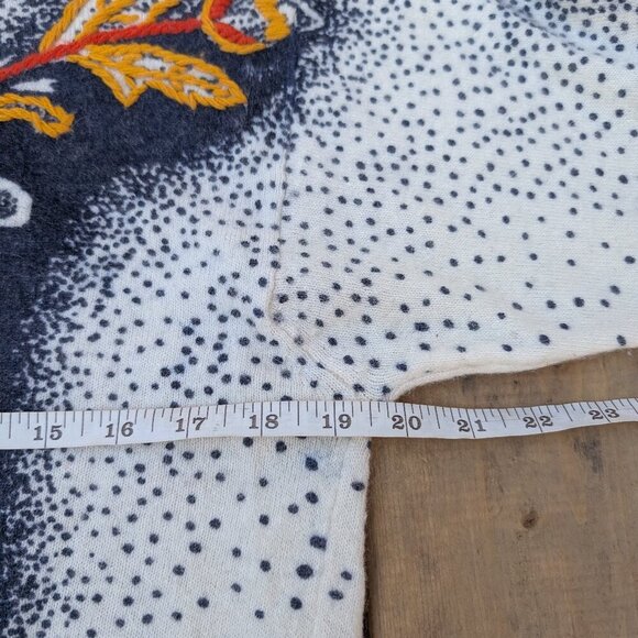 Vintage Clasike Lambswool Angora Blend Sweater M/M Embroidered Floral Polka Dot - Picture 6 of 7